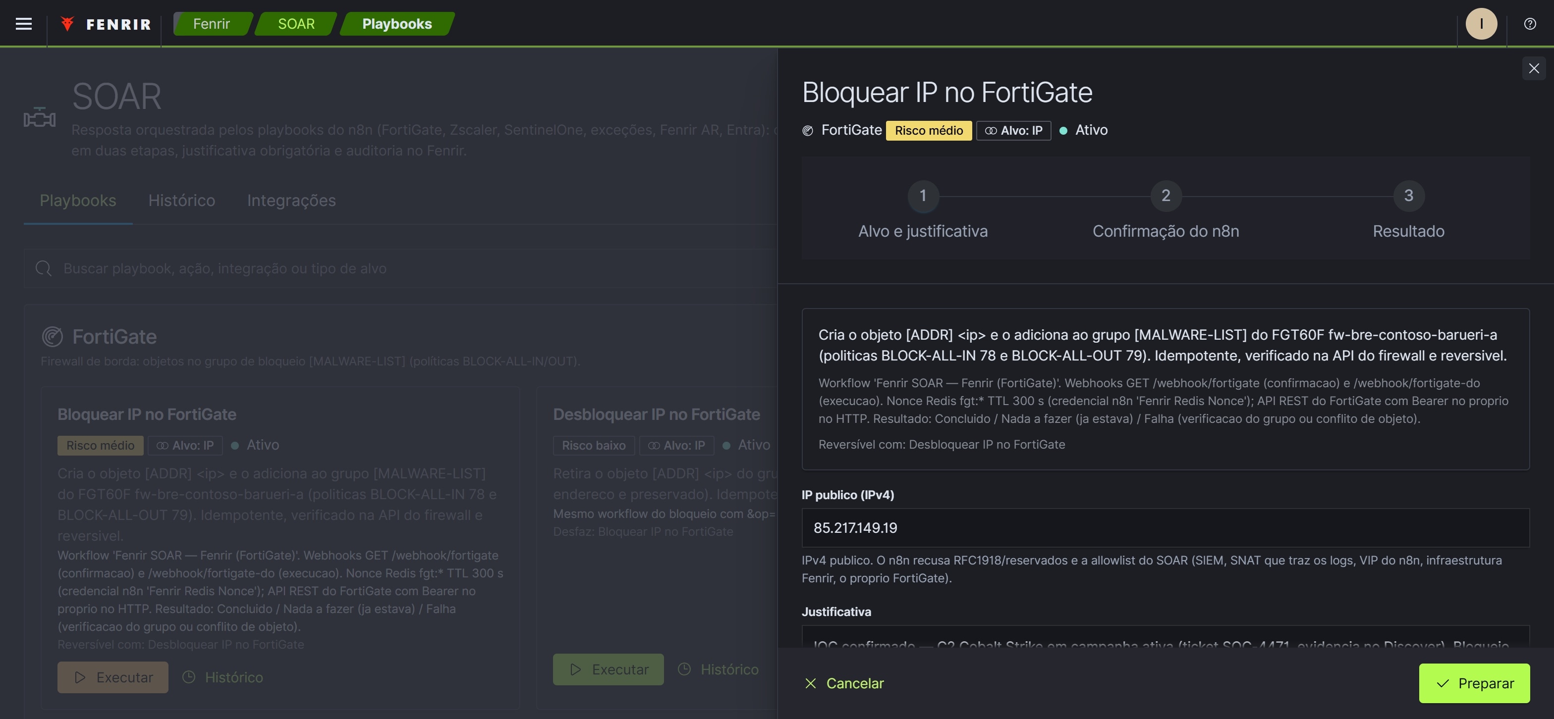 SOAR · bloqueio de IP